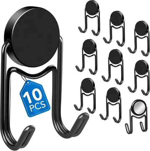10Pcs Magnetic Hooks for Cruise Cabins Essentials Door Magnets 50LBS Ship Walls Must Haves Classroom Strong Heavy Duty Metal Locker Decor magnet Decorations Fridge Organization - Black - Size 10Pcs