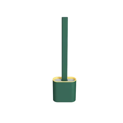 TPR Toilet Brush Set Silicone-Like Head with Holder Wall Mounted Detachable Handle - Green * 1 Unit