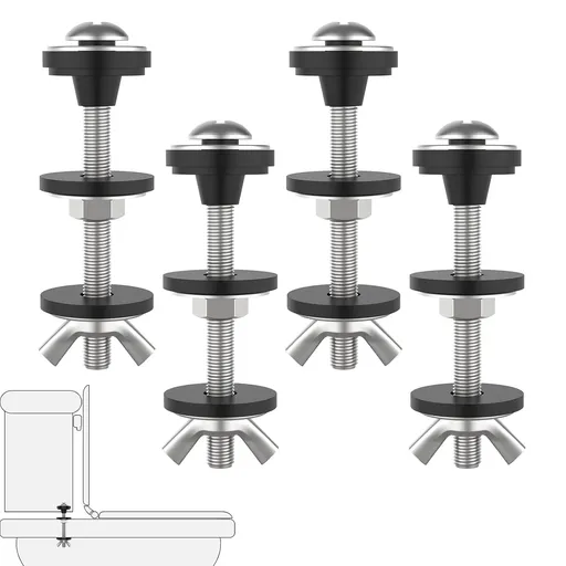 4 Pcs Universal Toilet Tank to Bowl Bolts Kit, Heavy Duty Stainless Steel Toilet Tank Bolts with Stainless and Rubber Washers Gasket for Toilet Mounting and Repair