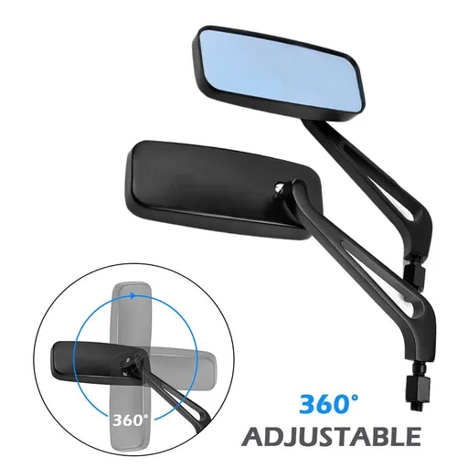 Rectangle Motorcycle Mirrors Black - Universal 8MM 10MM Rearview Mirror Aluminum CNC Compatible with