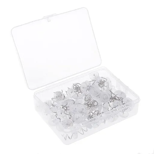 100 Pieces Clear Round Head Upholstery Spiral Nail Studs, Furniture Sofa Tack Pins and Fasteners
