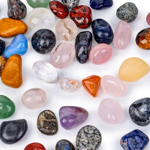 0.5LB Tumbled Stones Assorted, 0.4-0.8inch Natural Rocks Tumbled Gemstones Tumbled Chips Crystals for Healing Reiki Meditation Home Decoration Vases
