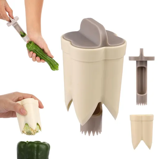 2 Pieces Bell Pepper and Jalapeno Corer Tools for Removing Seeds and Cores, Handy Kitchen Cutters for Pepper and Chilli Preparation, White
