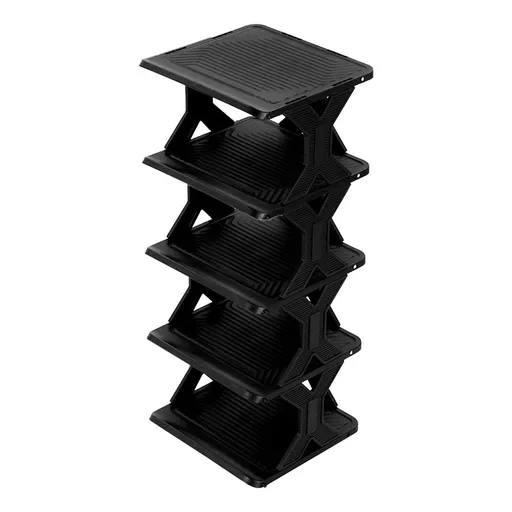 Plastic Shoe Rack | Small Space Storage Cabinet | Easy Assembly No Tools Required | Removable & Washable | Compact Size for Kids Students Adults | Black
