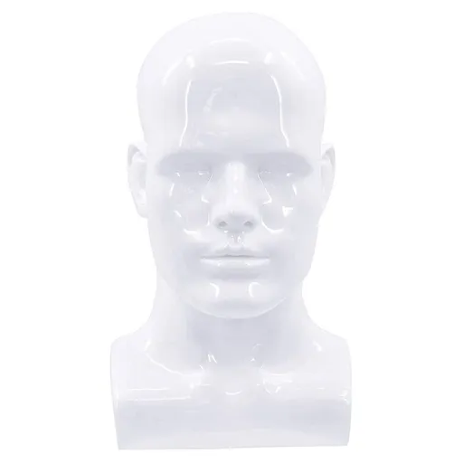 Male Mannequin Professional Manikin for Display Wigs Hats Headphone Mask (White)