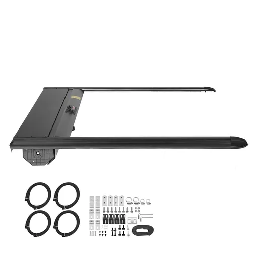 Retractable Tonneau Cover, 5.0 ft Retractable Tonneau Cover with Built-in Drainage Pipe for 2021-2024 Toyota Tacoma Crew Cab w/ Deck Rail System , Hard Tonneau Cover with Double-Lock & T-Slot