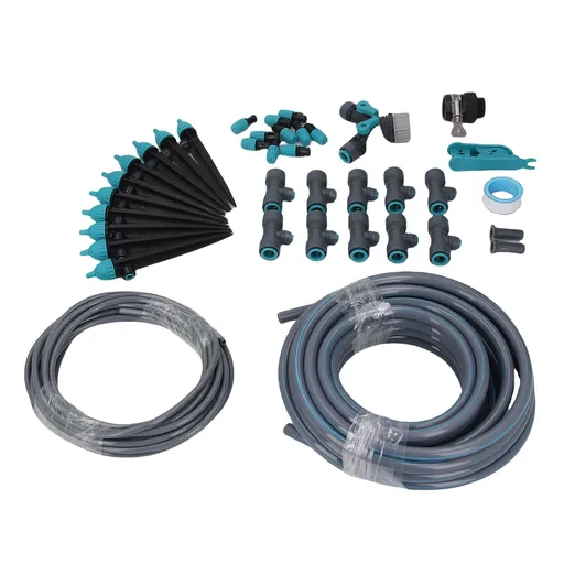 10m Greenhouse Micro Drip Irrigation Kit with Tubing Hose Adjustable Nozzle Garden Watering System for Garden Bed Yard Lawn