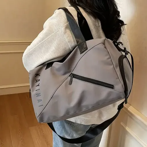KAYINAI Travel Bag: 20-35L Spacious Storage, Independent Shoe Compartment for Dry/Wet Separation, Lightweight Hand-Carry/Crossbody 2-in-1./GREY