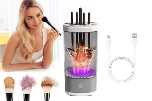 Electric Makeup Brush Cleaner and Dryer Machine Automatic Brush Super Fast Cleaning Tool -Grey