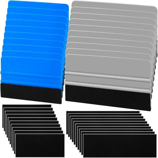 Durable Black Felt Edge Vinyl Squeegee Tool 4-Inch/6 inch, Car Vinyl Film Wrapping Decal Window Tint Work, Professional Scratch Free Squeegee (Pack of 20)