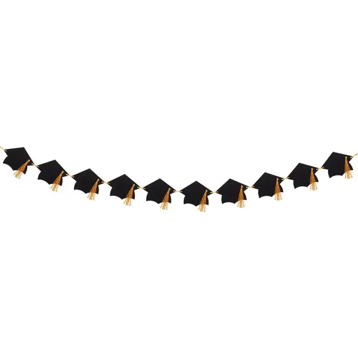 Brandless Doctor Bonting Graduation Doctor Hat Pulling Flower Bonting Banner 14X9CM Black