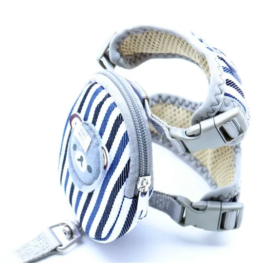 Zichen Nylon Dog Harness Leash w/ Detachable Bag Vest Light gray 1.0(S code fits 1.50 kg-3.50 kg