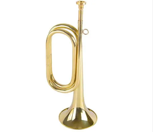 Brass Military Trumpet Cavalry Bugle Orchestra Gold Color (golden colorMilitary Bugle Cavalry Trumpet Brass