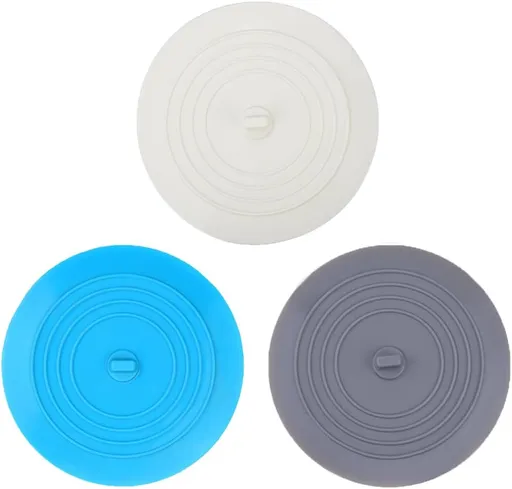 Bathtub Drain Stopper 3 Pack, 5inch Tub Cover, Silicone Bath Plug Essentials Flat Suction for Kitchen Bathroom Laundry Accessories -