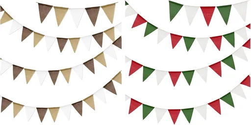 Pre-Strung Burlap Pennant Banners, 39Ft Colorful Fabric Triangle Flag Bunting, 36-Piece Pennant Banner Flag Garland for Birthday, Holiday, and Theme Party Decorations
