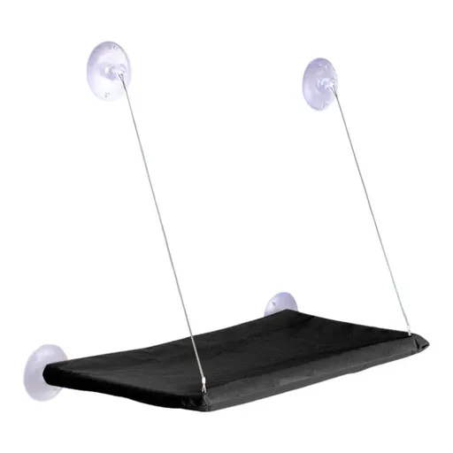 2 Set of Black Cat Window Tanning Hammock - 4 Strong Suction Cups & Durable Oxford Removable Cover, Space Saving Bed for Indoor Cats Sunbathing