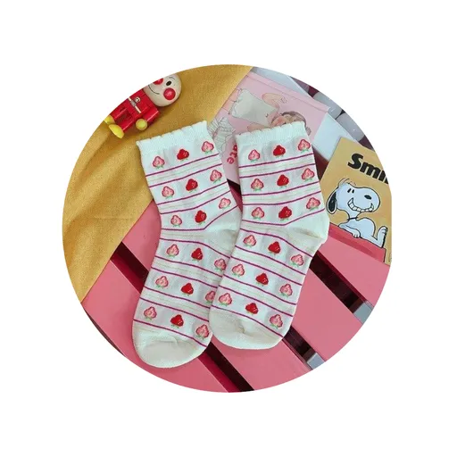 Hod Health & Home Strawberry Milk Socks - Striped White