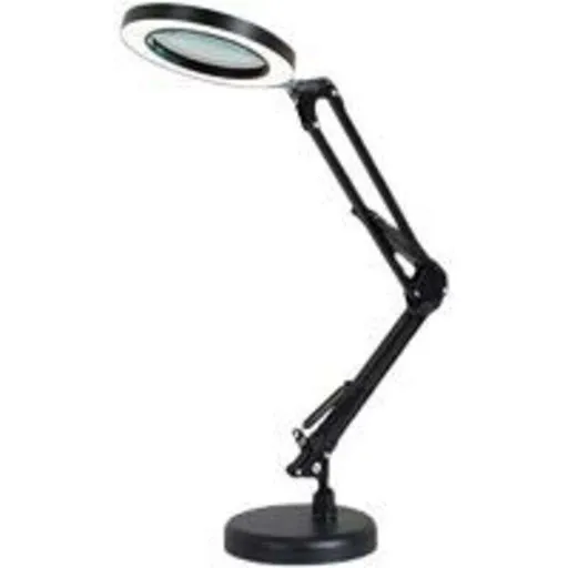 5X LED Magnifying Lamp, Adjustable Rotating Arm Desktop Magnifying Glass Lamp, Glass Lens, for Maintenance, Crafts, Reading, Sewing, Black