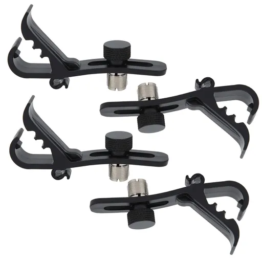 Drum Microphone Clip, 4PCS Shockproof Securing Mic Clips Drums Micro Phone Clamp Mount Holder Adjustable Compact Universal Lapel Mic Stand Rim Musical Instrument Supplies Fixing Set