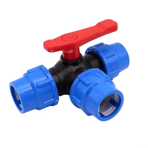 Garden Irrigation Ball Valve, 3-Way Quick Connector, T-Type PVC PE Fast Connection, PE Pipe 3 Way Ball Valve