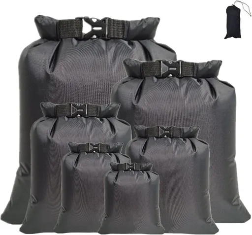 6 Pieces Waterproof Dry Bags, Large Capacity Snorkel and Swim Storage Bags for Rafting, Camping, Cycling and Travel, Black