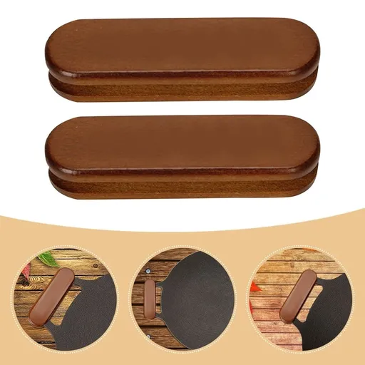 2-Pack Beech Wood Pot Handle Covers, Wooden Assist Handles for Safe and Comfortable Cooking