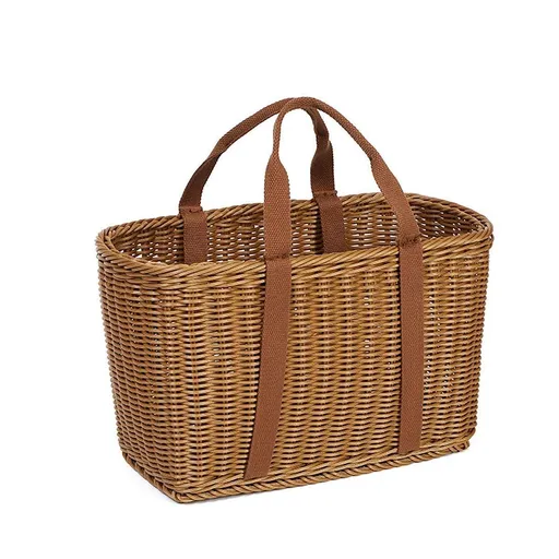 Imitation Rattan Woven Basket Shopping Basket Fruit Vegetable Storage Basket - Large