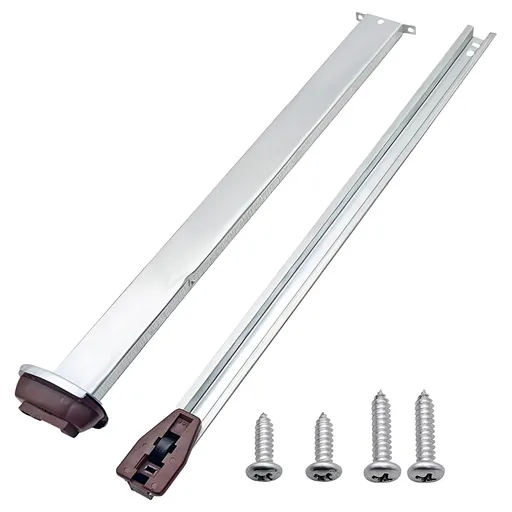 Drawer Metal Slides, Center Track Rail Kit with Stop and Roller for Furniture Drawers, Silver, 15 inches