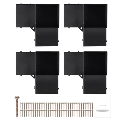 Pergola Bracket Kit 152x152mm, 4pcs 3-Way Heavy Duty Corner Bracket Woodworks DIY Post Base Kit, Easy Installation Wooden Beams for Gazebos, Patio Pergolas, Log Cabin Outdoor Pergola Hardware