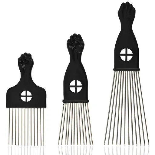 3 Pcs Hair Pick, Metal Picks for Hair, Hair Picks for Women and Men, Afro Combs, Fist Pick for Hair, Hair Comb for Hair