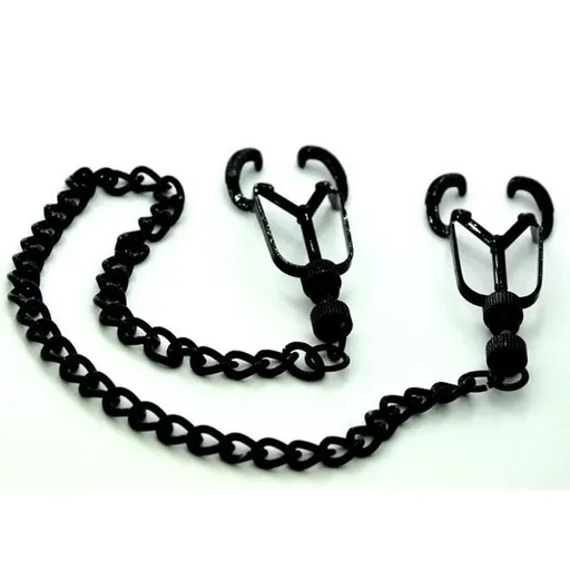 House Of Dasein Black Metal Nipple Clamps Chain Breast Bondage Bdsm Kink Fetish Restraints - Black