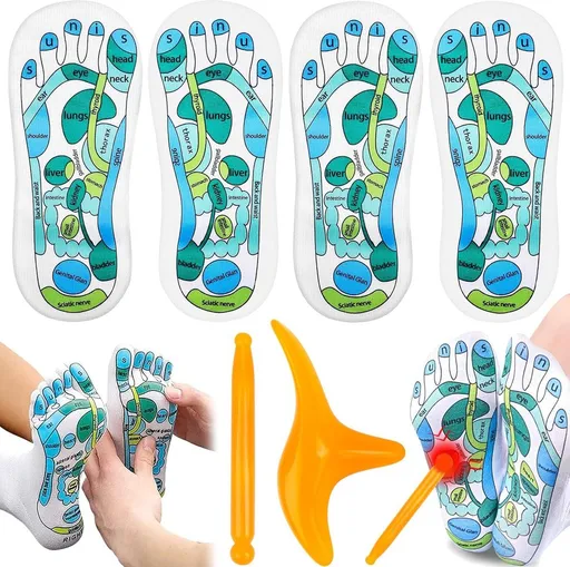 2 Pair Reflexology Socks with Massage Guide, Breathable, Acupressure Support
