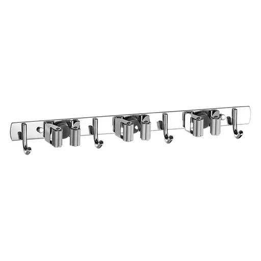 Broom Holder Wall Mount,Drilling Free Mop and Broom Holder with 4 Over Door Hooks, Tool Organizer for Laundry Room