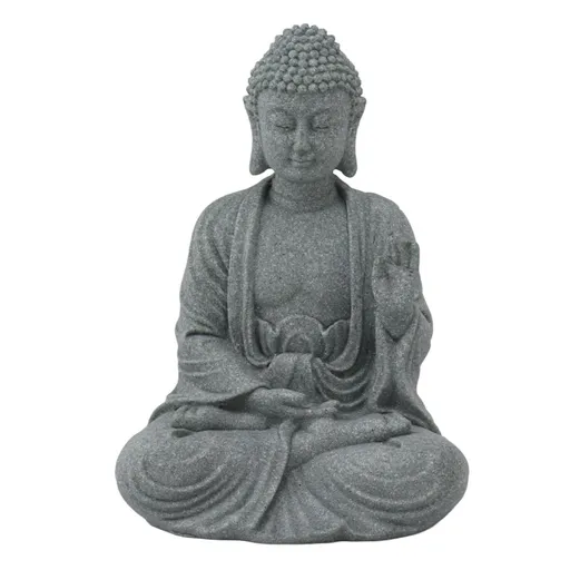 Buddha Statue Green Sandstone Sculpture Buddhist Sitting Figurine Ornament for Living Room Courtyard 7135K-02