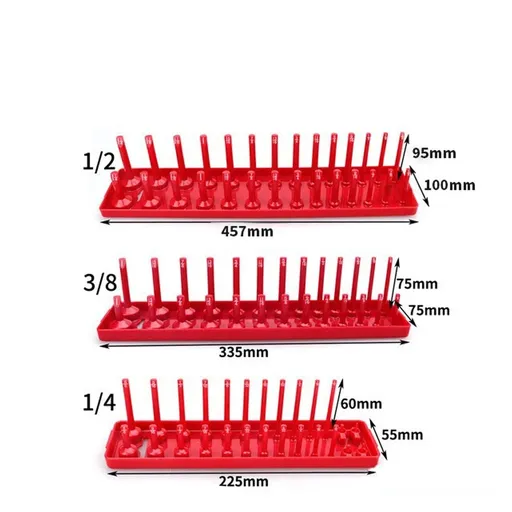 3Pcs SAE Socket Tray Rack Holder Shelf Garage Organizer 1/4"/3/8"/1/2"