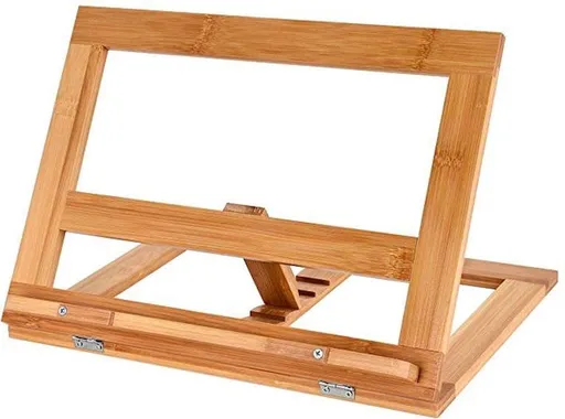 Adjustable Folding Bamboo Book Stand for Cookbooks, Tablets and Reading