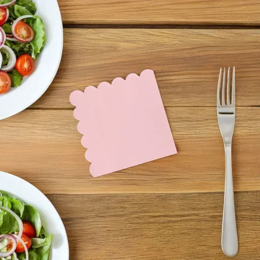 Elegant Pink Paper Napkins Scalloped Design for Party Use 100Pcs
