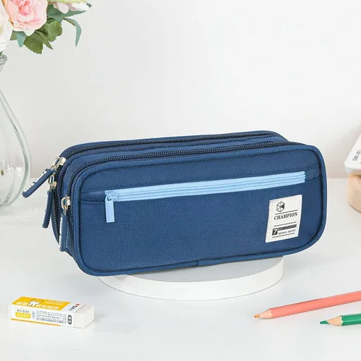 Pencil Case Large Capacity Pencil Pouch, Multi-layer Aesthetic Pen Bag, Sturdy Multifunctional Pencil Bag, Pencil Box, Sky Blue Z-2-Navy