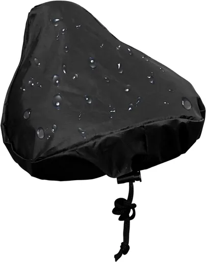 Waterproof Bicycle Saddle Cover with Drawstring - Black - Universal Size 24x27 cm - Protects Against Rain & Dirt