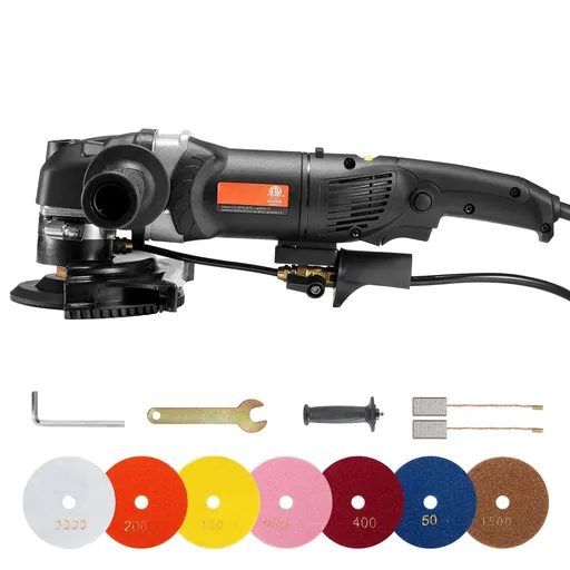 Wet Stone Polisher 4-Inch 800W Electric Concrete Polisher 6 Speed 7 Pads