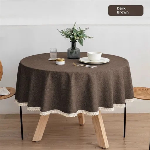 Round Tablecloth - 55 Inch Chocolate Round Table Cloth Round Tables - Heavy Duty Washable Fabric - for Buffet Table, Holiday Party, Dinner, Wedding & Baby Shower