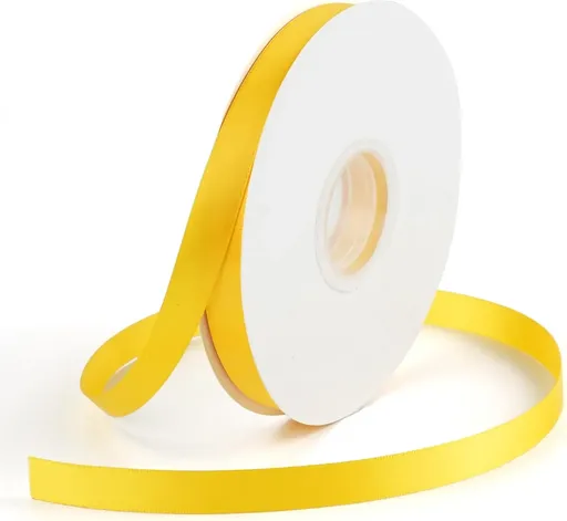 Double Face Satin Ribbon, Polyester Gift Wrapping Wedding Craft Ribbon, Yellow 1/2 In x 50 Yd
