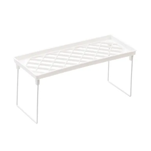 Dormitory Storage Shelf Strong PP Metal Foldable Design Simple Style Desktop Display Shelf for Home Dormitory Office White S