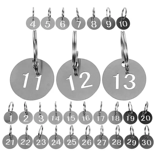 30Pcs Black Metal Key Tags Numbered for Locker and Luggage Identification Practical Use
