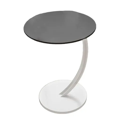 C Shaped Snack Side Table for Sofa Couch Small End Table for Living Room Bedroom - Black-White