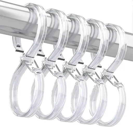12pcs Plastic Shower Curtain Hooks Rings Rust-Proof S Hooks for Curtains & Clothes