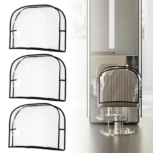 3Pcs Salon Chair Cover, PVC Clear Chair Back Covers, Waterproof Salon Chair Covers Protectors, Soft Salon Chair Back Cover, Fits Most Standard Salon Chairs Office Chairs, 20"x 15.7"x 4.7" - Black - Size 20in