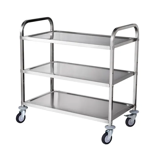 3-Tier Utility Cart Rolling Cart on Wheels 37.5"x20"x37.7" 450 LBS 6 Hooks