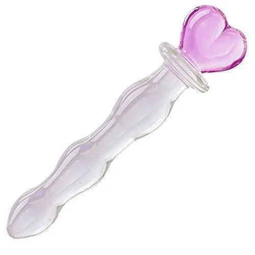 House Of Dasein Glass Dildo Sex Toy Women - Pink - Heart Wand