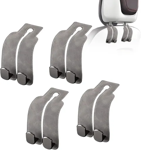 Car Purse Hook Purse Hook for Car Seats Headrest Car Seat Hooks,Heavy Duty Vehicle Organizer for Handbags, Groceries, Purses, Keep Car Tidy (Gray, 4 Pack)